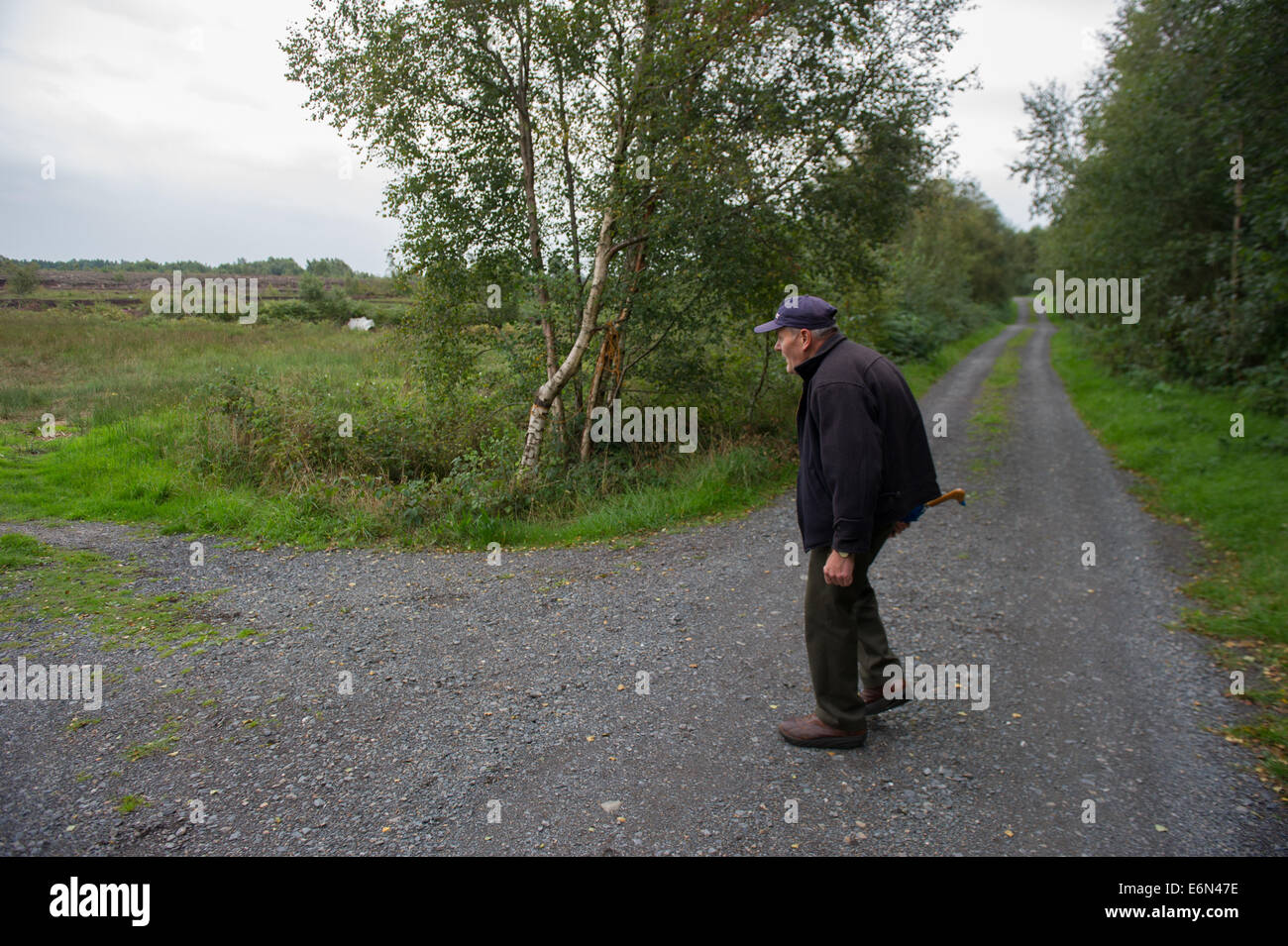 Oristown, Meath, Irlanda. 27 Agosto, 2014. Nella foto è Pietro Malone a livello locale un uomo che possiede una parte di Oristown bog e aveva permesso di dare al personale ICLVR alla chirurgia il BOG.Una nuova ricerca in corrispondenza di Oristown Bog nella contea di Meath ha preso il via oggi come parte del costante impegno per individuare i resti di uno degli scomparsi.23-anno-vecchio uomo di Belfast Brendan Megraw era stato rapito da parte dell'IRA dalla sua casa di Twinbrook nella città in 1978.è stato assassinato e segretamente sepolto. Credito: Barry Cronin/Alamy Live News Foto Stock