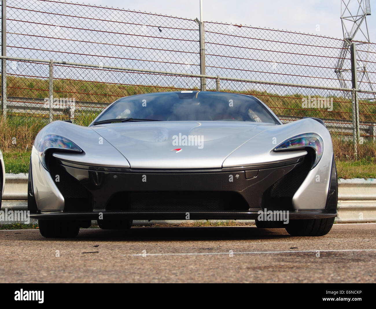 La McLaren P1, un'auto sportiva ibrida ad alte prestazioni, è esposta in questa immagine, sottolineando il suo design elegante e l'eccellenza ingegneristica. Foto Stock