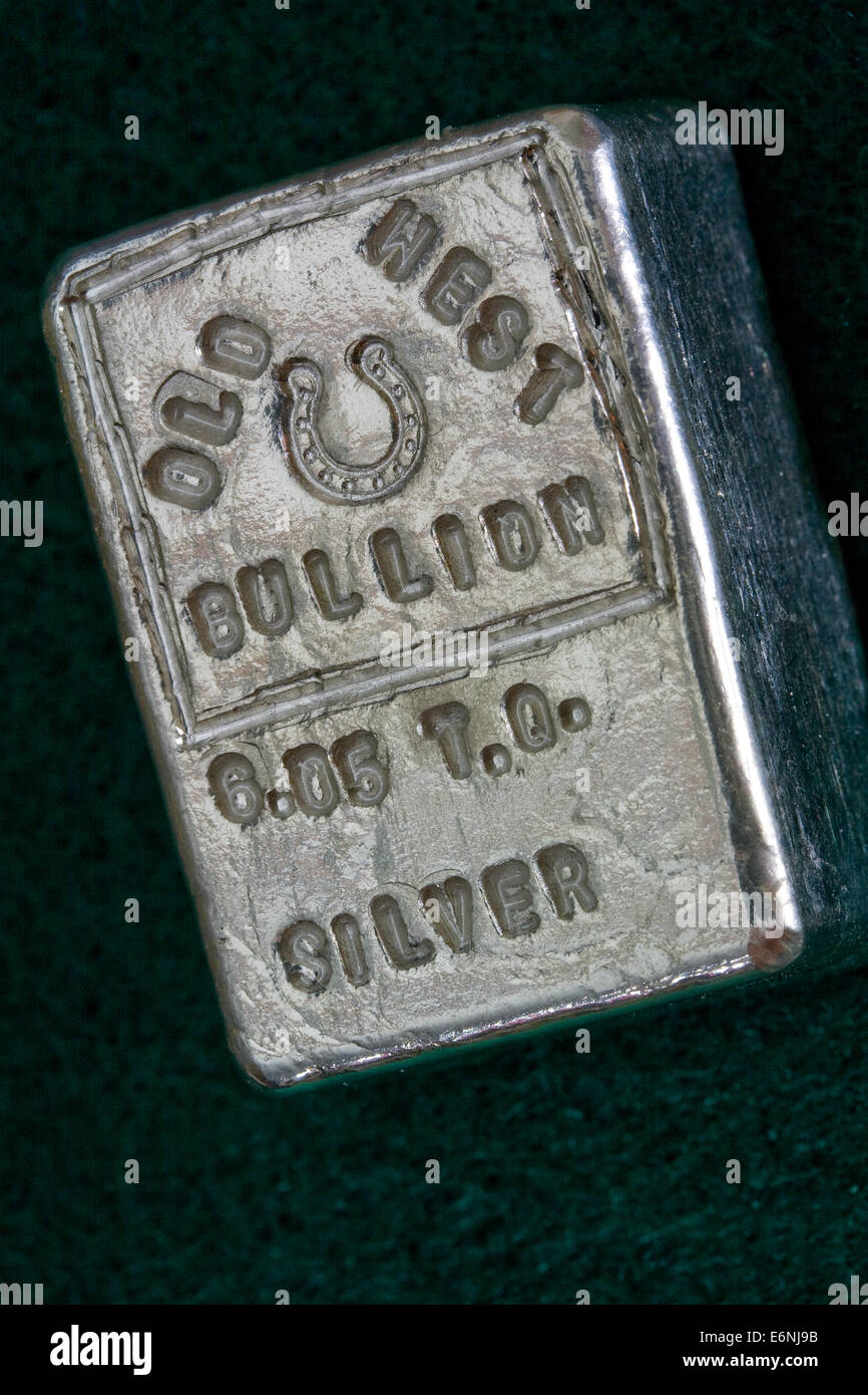 Il vecchio west BULLION - 6,05 oncia troy Silver Bar - Timbro a ferro di cavallo Foto Stock