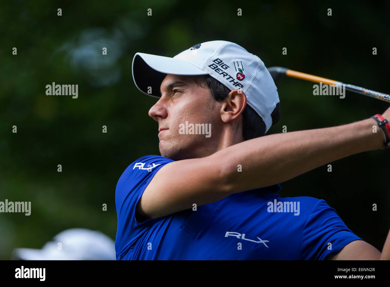 L'italiano Matteo Manassero in azione durante il primo round di 71th Italiano Open svoltasi presso il Circolo Golf Torino Foto Stock