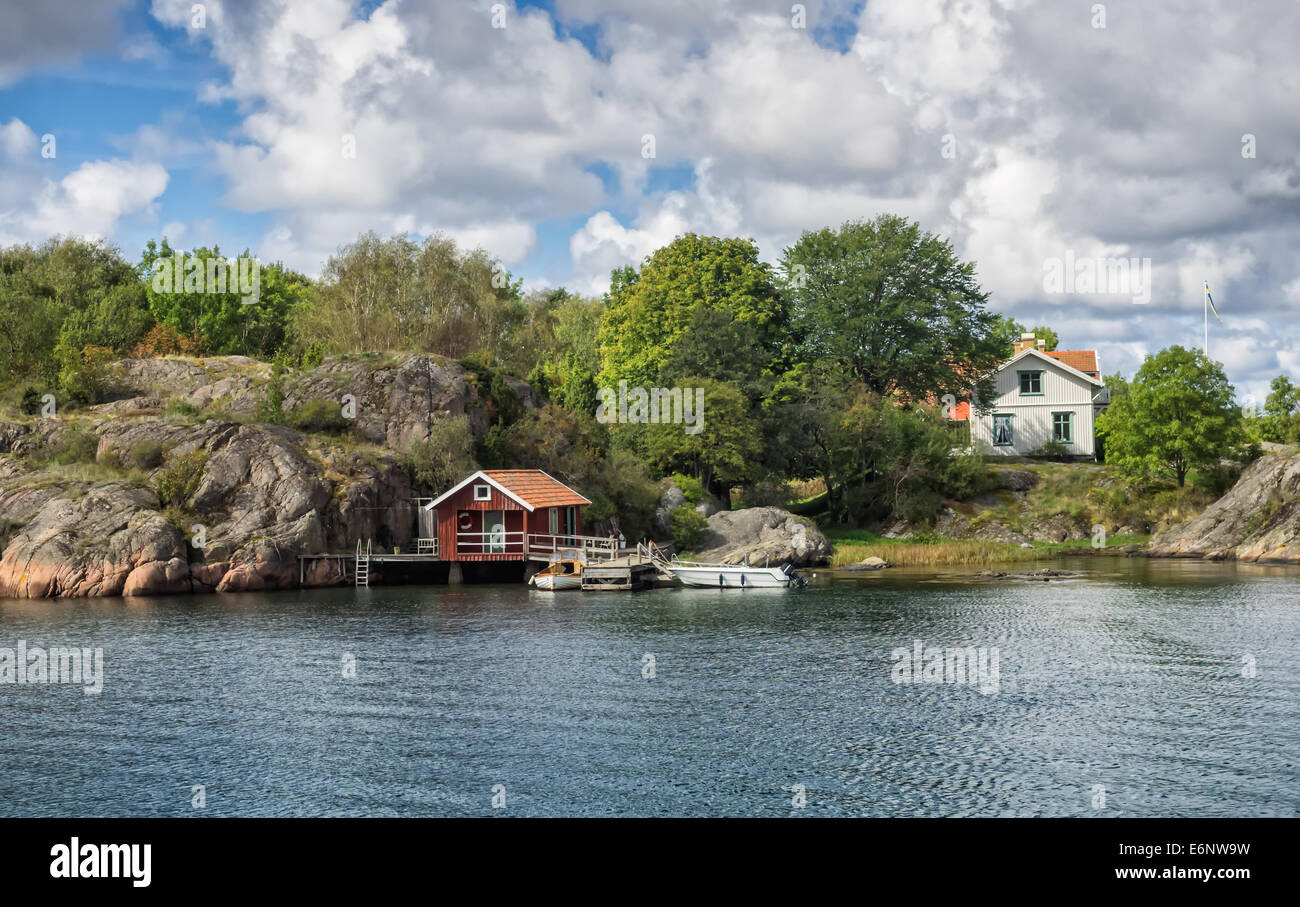 Casa vacanze in arcipelago o fiordo vicino a lysekil, Svezia Foto Stock