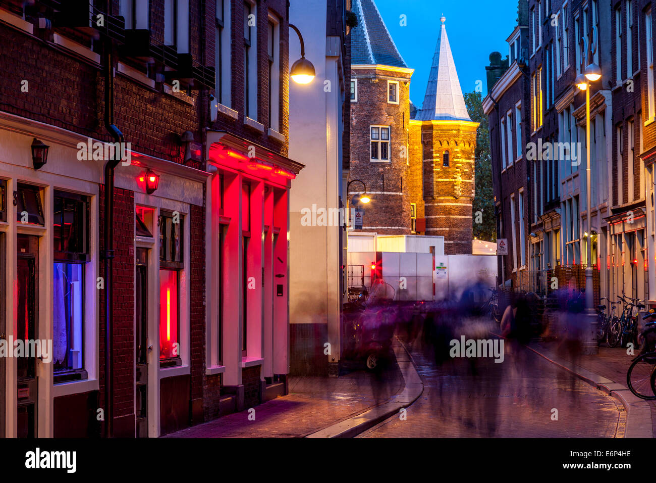 Il quartiere a luci rosse di Amsterdam, Olanda Foto Stock