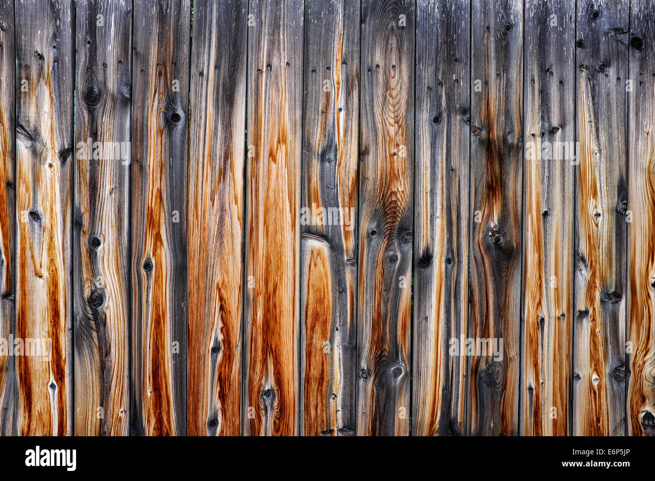 Un weathered superficie di legno con un sacco di carattere Foto Stock