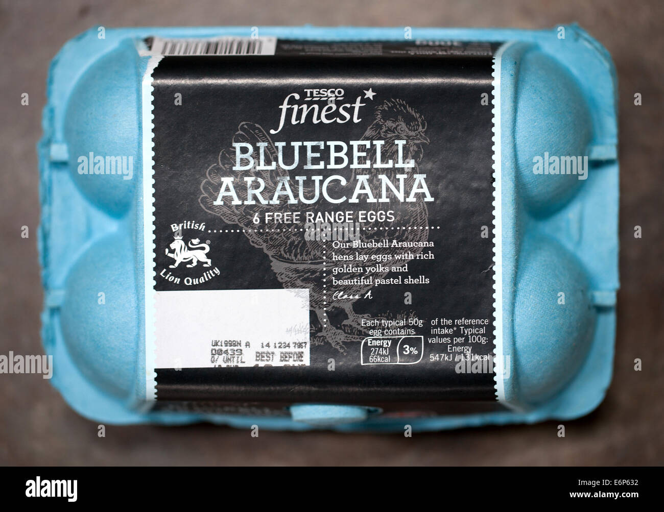 Tesco Finest Bluebell Araucana Free Range uova Foto Stock
