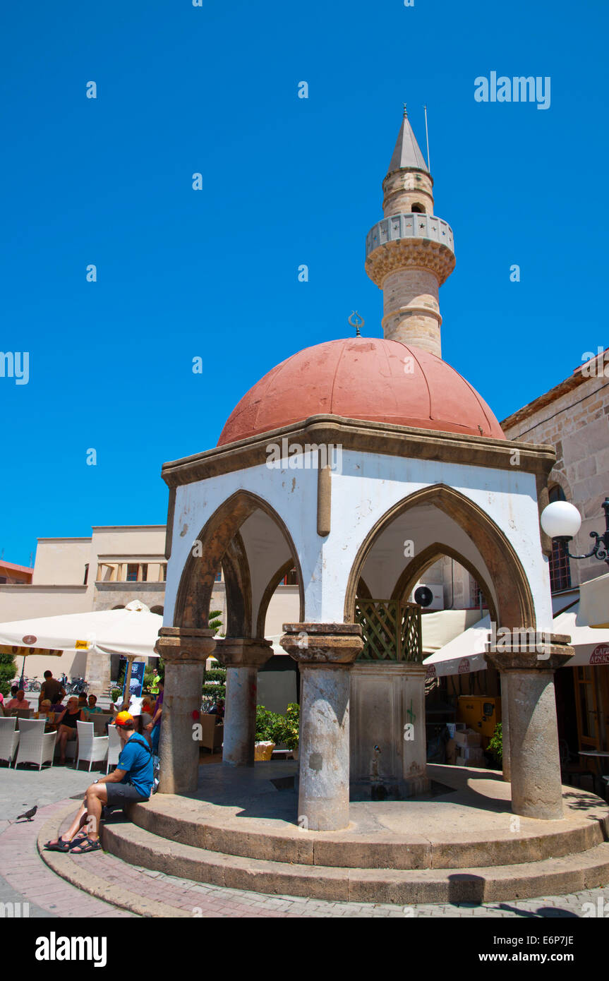 Abluzione fontana della moschea Deftertar, Eleftherias Square, la città di Kos, isola di Kos, Dodecanneso isole, Grecia, Europa Foto Stock