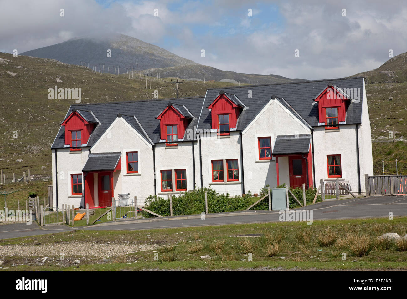 Nuovo residenziale sostenibile sviluppo di alloggiamento Isle of Harris Scozia Scotland Foto Stock