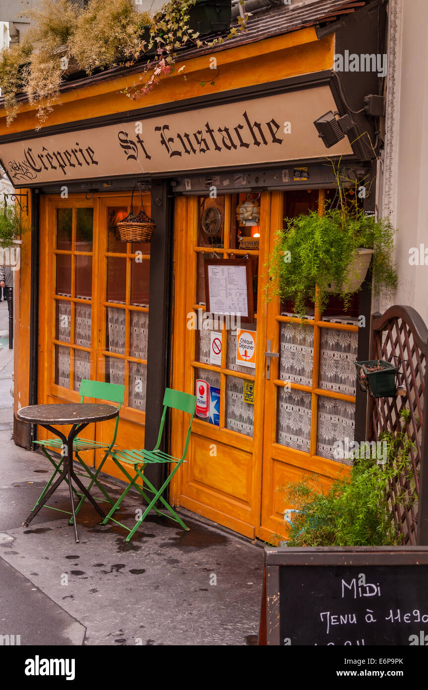 Creperia St Eustache Parigi Francia. Foto Stock