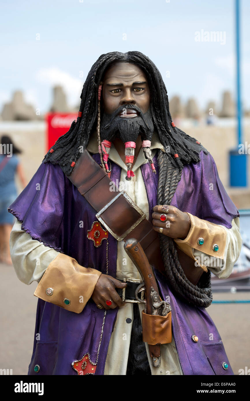 Un pirata - una scultura in legno Foto Stock