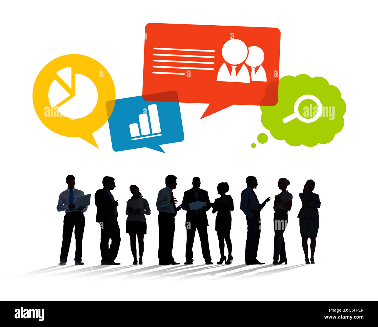 Sagome di Business persone per discutere le questioni aziendali Foto Stock