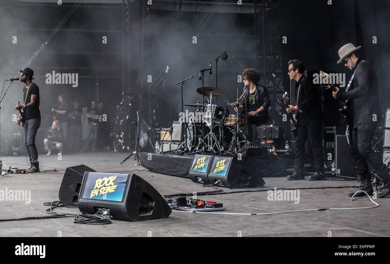 Agosto 22, 2014 - Saint-Cloud, Paris, Francia - cantante chitarrista Gary Clark jr. e la sua band eseguire al Rock en Seine. © Sandra Dahdah/ZUMA filo/ZUMAPRESS.com/Alamy Live News Foto Stock