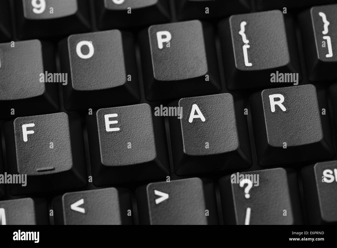 La parola "paura" scritto nella tastiera del computer Foto Stock