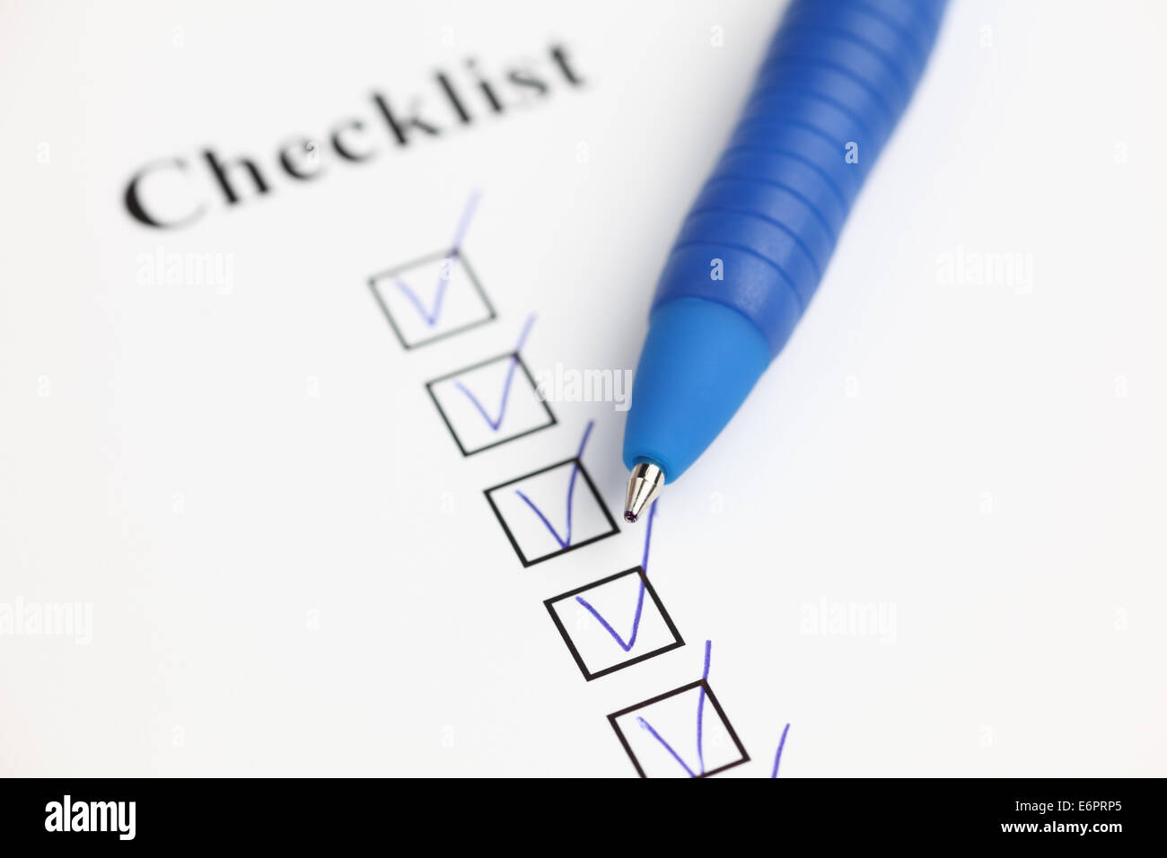 Checklist e penna a sfera Foto Stock