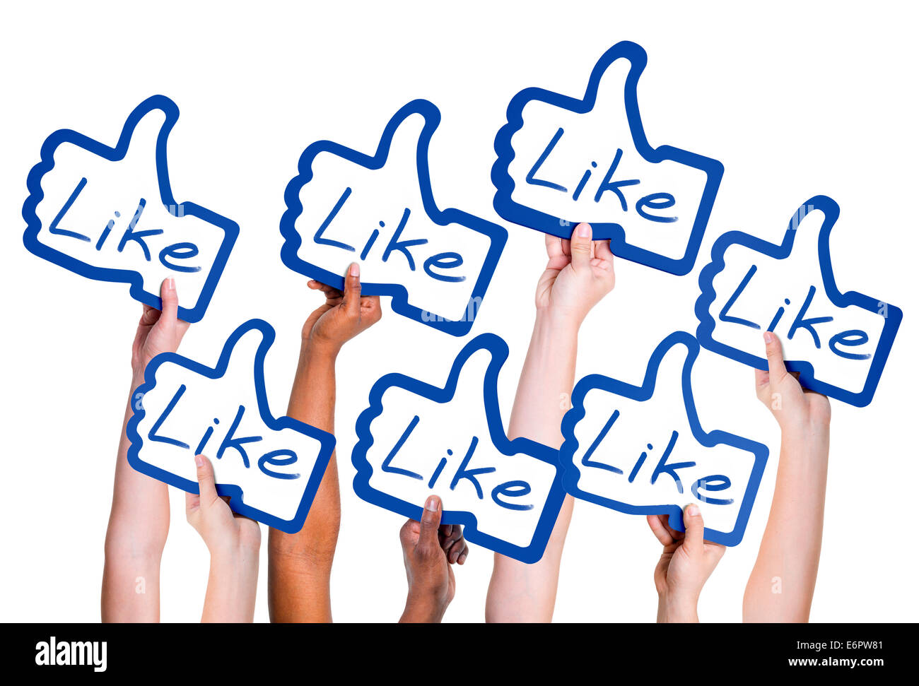 Le mani umane tenendo pollice su Symbol Foto Stock