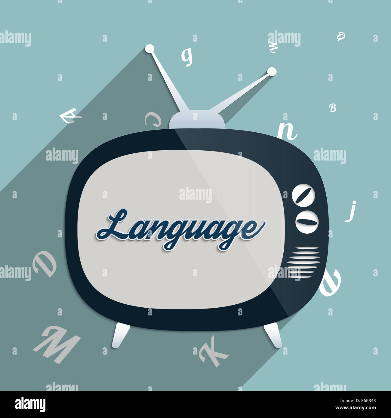 Concetto di e-learning, comunicazione globale, la potenza della conoscenza, istruzione e il potere della lettura. Design piatto illustrati Foto Stock