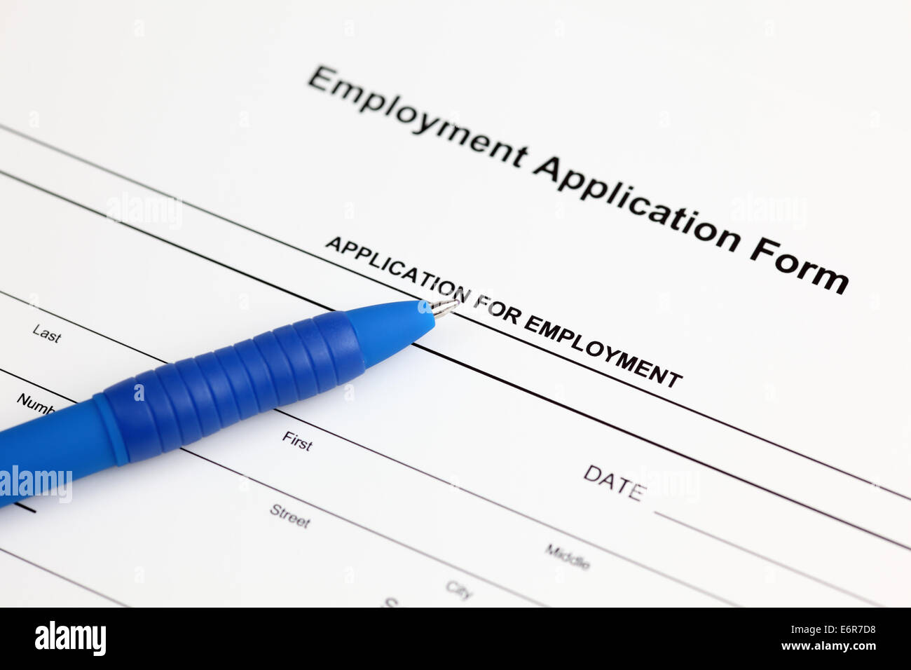 Occupazione application form e penna a sfera Foto Stock