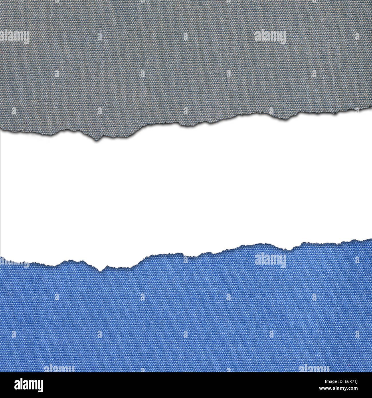 Sfondo costituito di blu grigio a strisce di tessuto bianco con spazio di testo Foto Stock