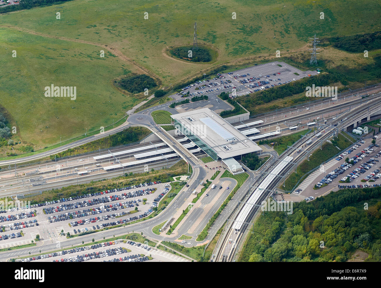 Ebbsfleet stazione ferroviaria, sull'HS1 rotta da Londra a Ashford e Europa, Kent, Sud Est Inghilterra Foto Stock