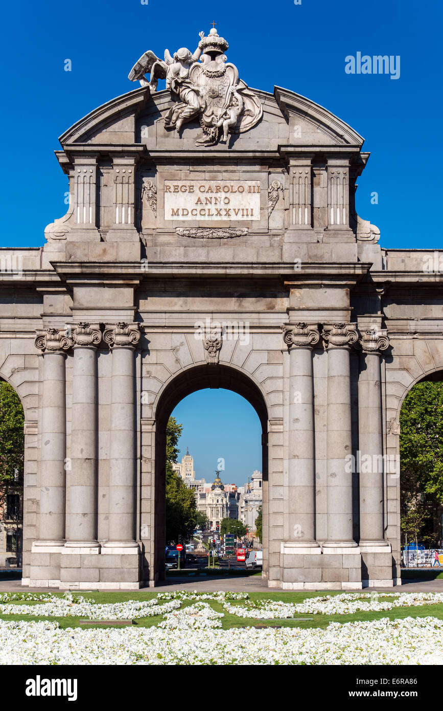 Puerta de Alcala, Plaza de la Independencia, Madrid, Comunidad de Madrid, Spagna Foto Stock