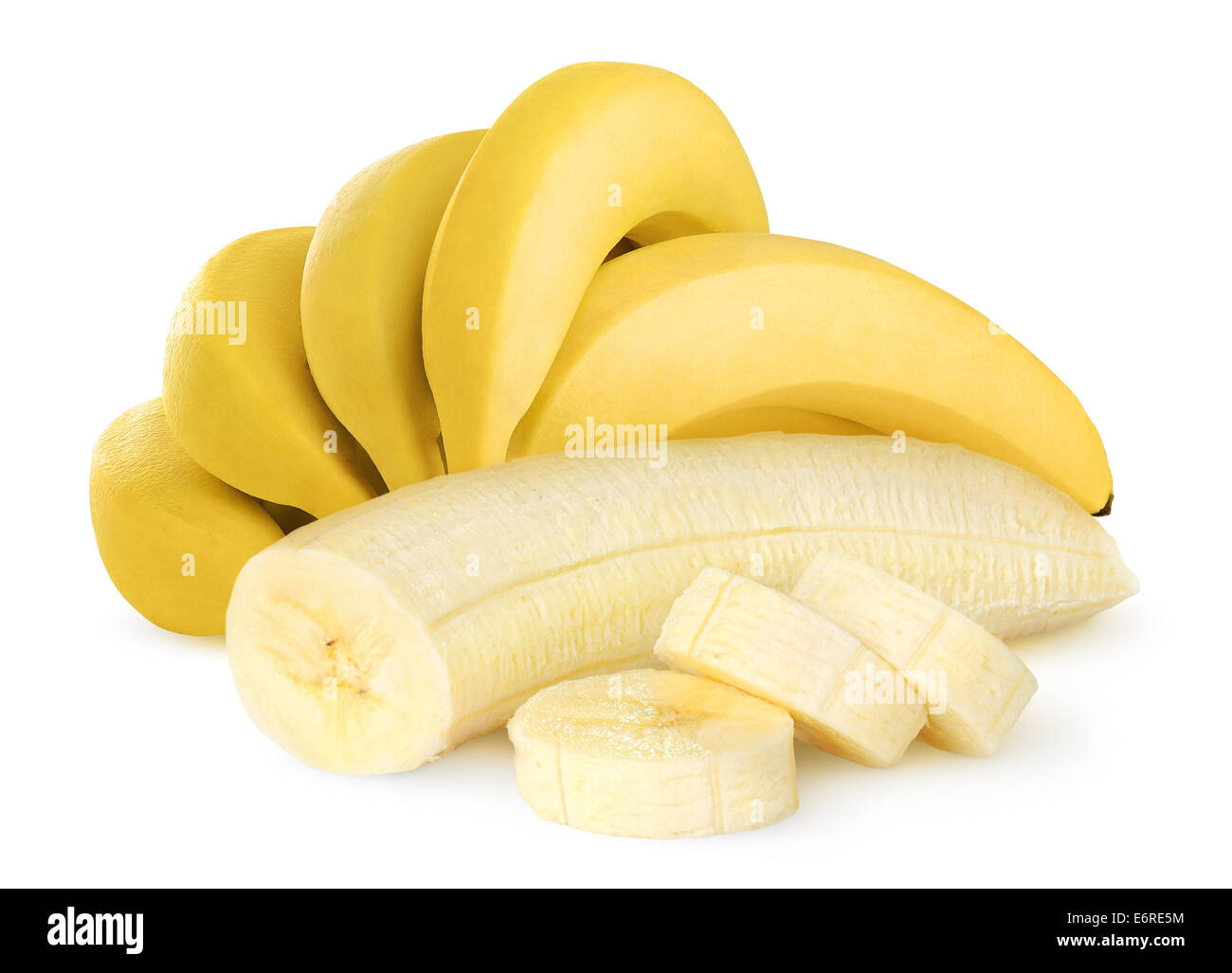 Le banane fresche su sfondo bianco Foto Stock