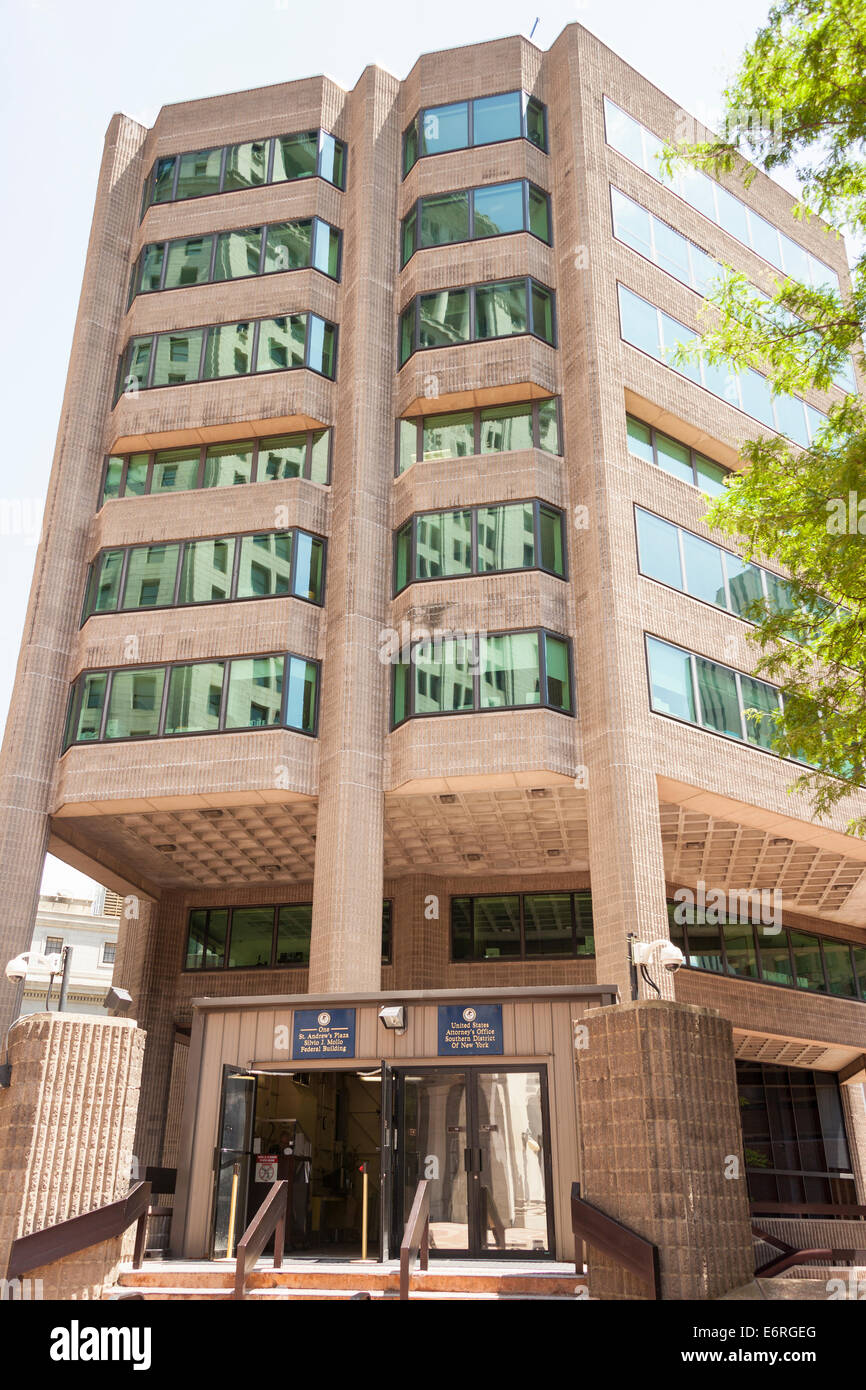 Stati Uniti Ufficio del Procuratore, Southern District di New York, 1 St Andrew's Plaza, Manhattan, New York, New York, Stati Uniti d'America Foto Stock