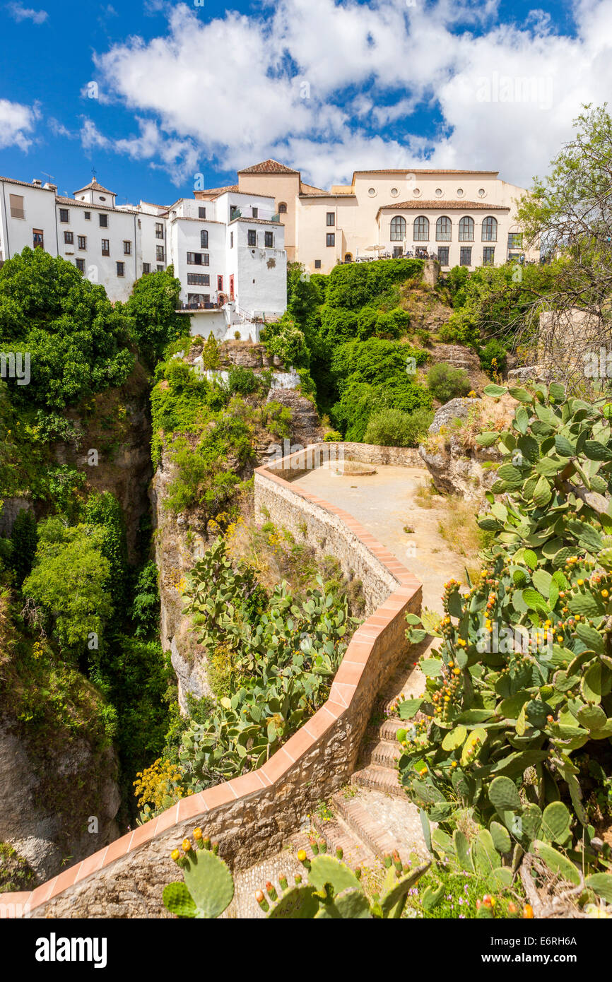 Vista su El Tajo Gorge, Ronda, provincia di Malaga, Andalusia, Spagna, Europa. Foto Stock