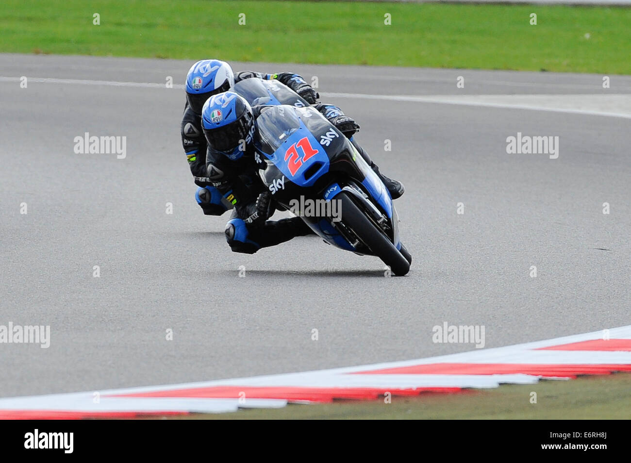 Silverstone, UK. Il 29 agosto, 2014. MotoGP2. British Grand Prix .Francesco Bagnaia(Sky Racing team VR46) durante le sessioni di prove libere. Credito: Azione Sport Plus/Alamy Live News Foto Stock