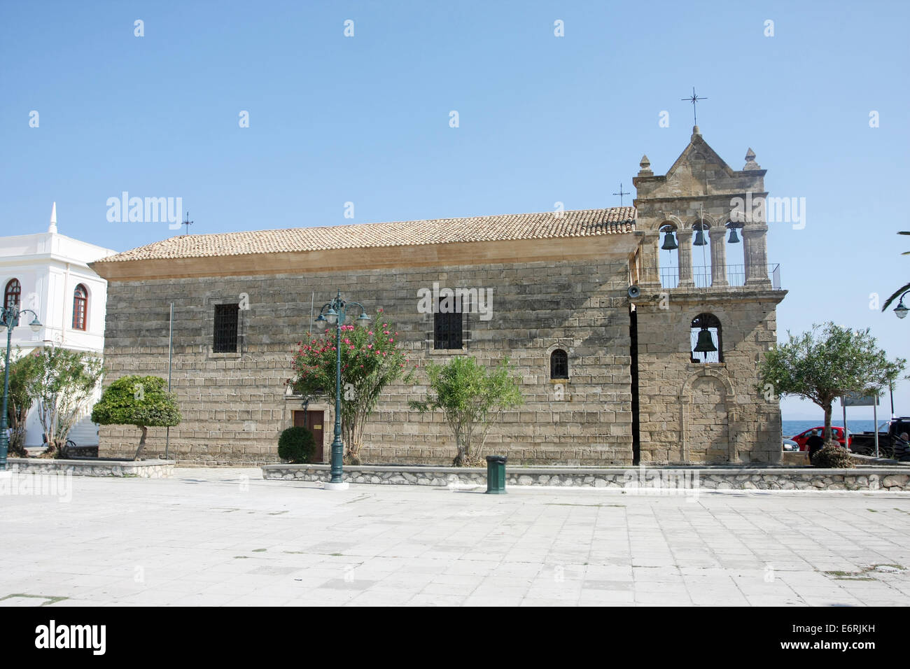 La Chiesa di San Nicola di Mole sulla piazza Solomos a Zante, Grecia. Foto Stock