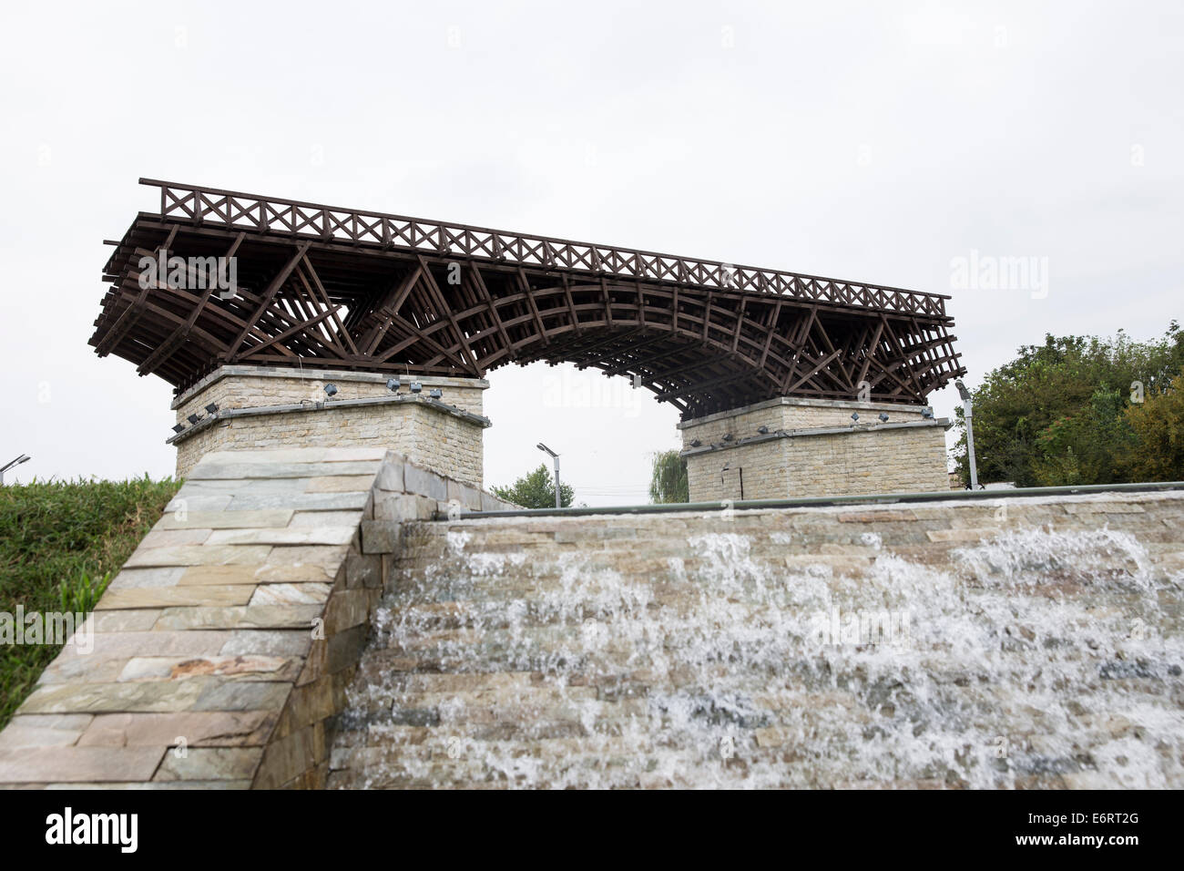 Replica di Traiano il ponte sul Danubio. Foto Stock