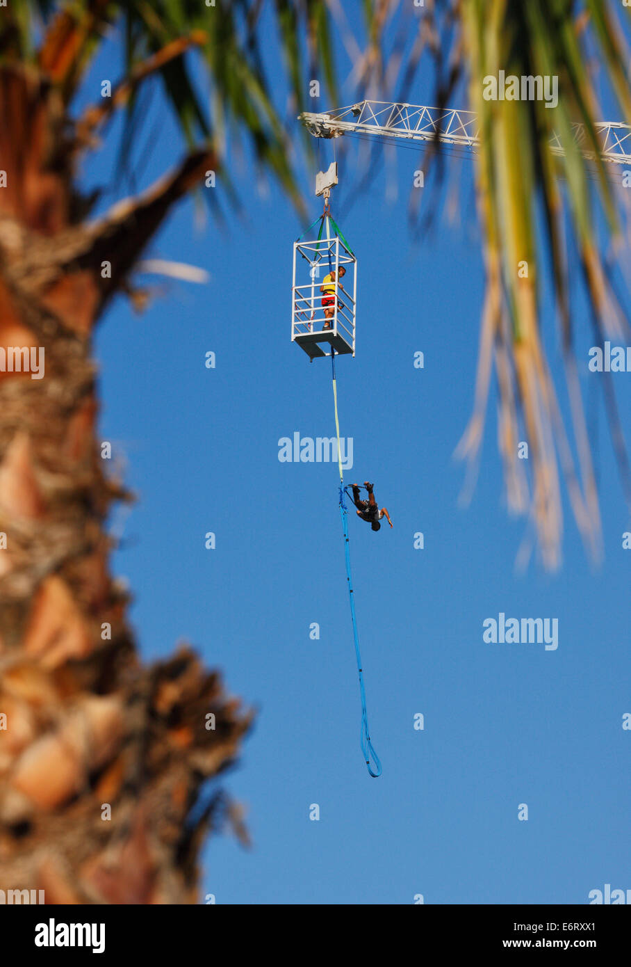 Bungee Jumping, Zrce Croazia Foto Stock