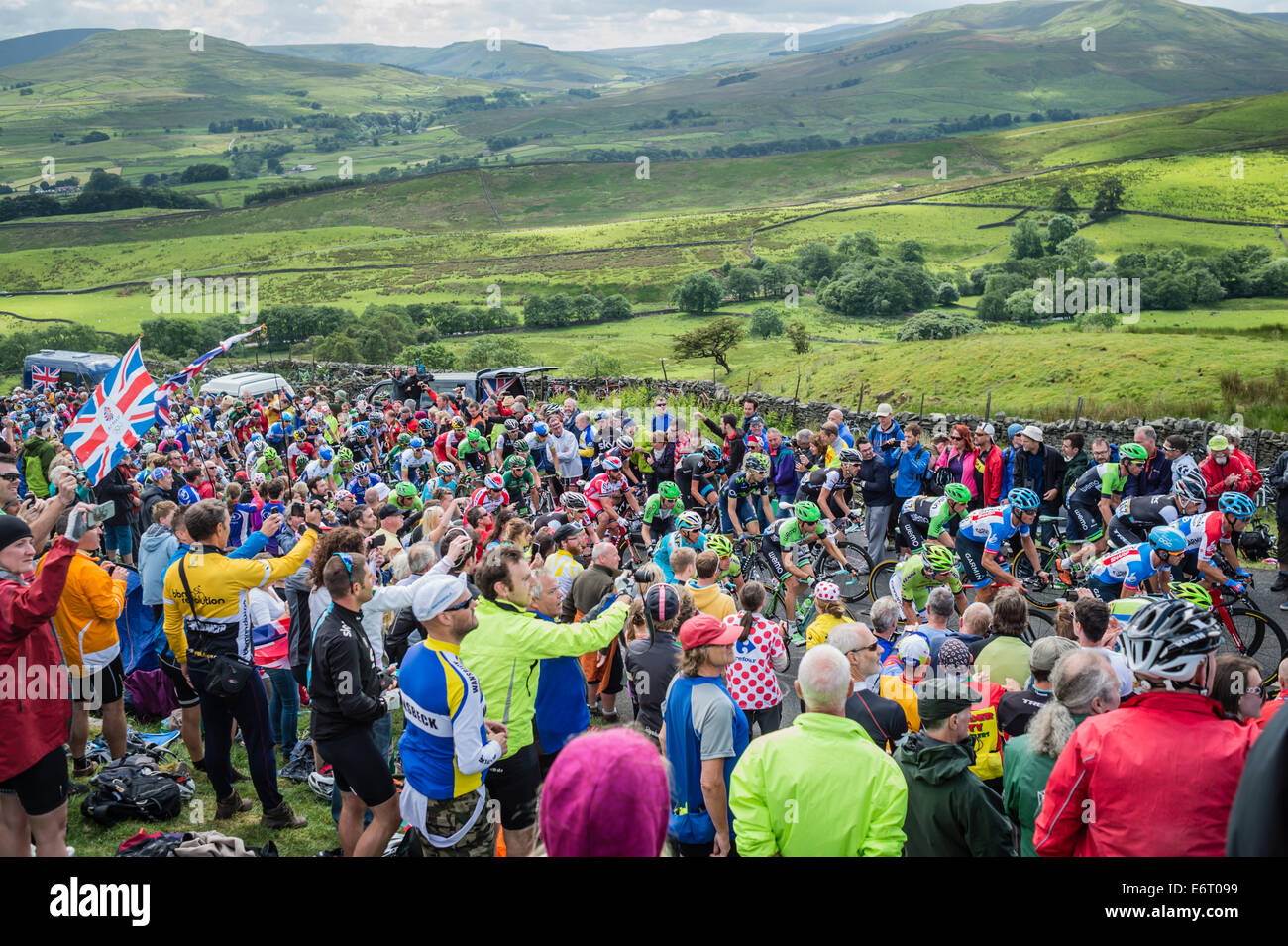 2014 Tour de France nello Yorkshire sul Butterbaps Pass Foto Stock