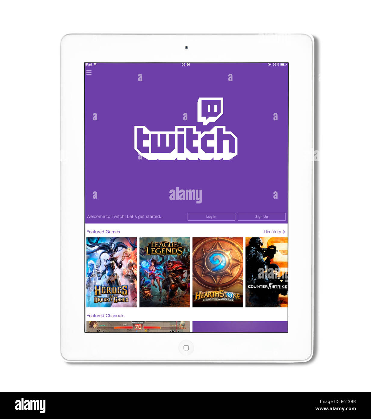 Il video streaming sito di videogiochi Twitch, visto su un ipad di Apple Foto Stock
