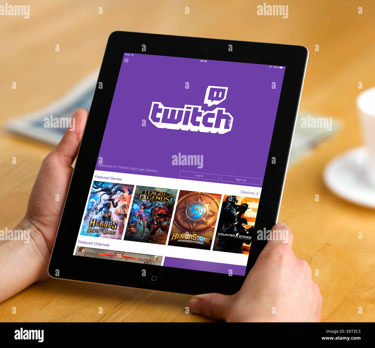 Il video streaming gaming app Twitch, visto su un ipad di Apple Foto Stock