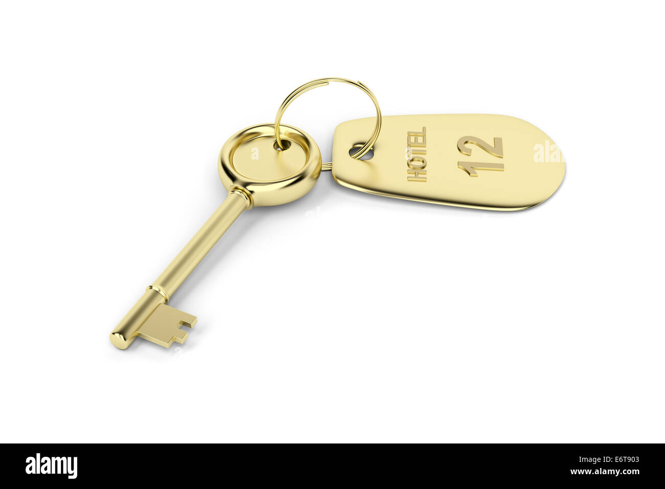 Hotel key con un numero di camera su sfondo bianco Foto Stock