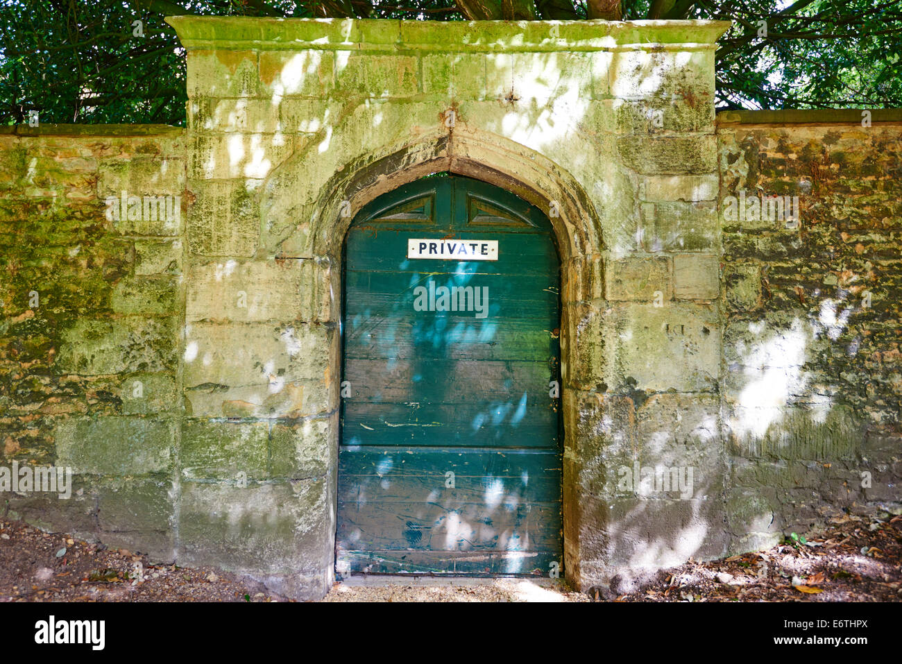 Segno privato su una porta Foto Stock