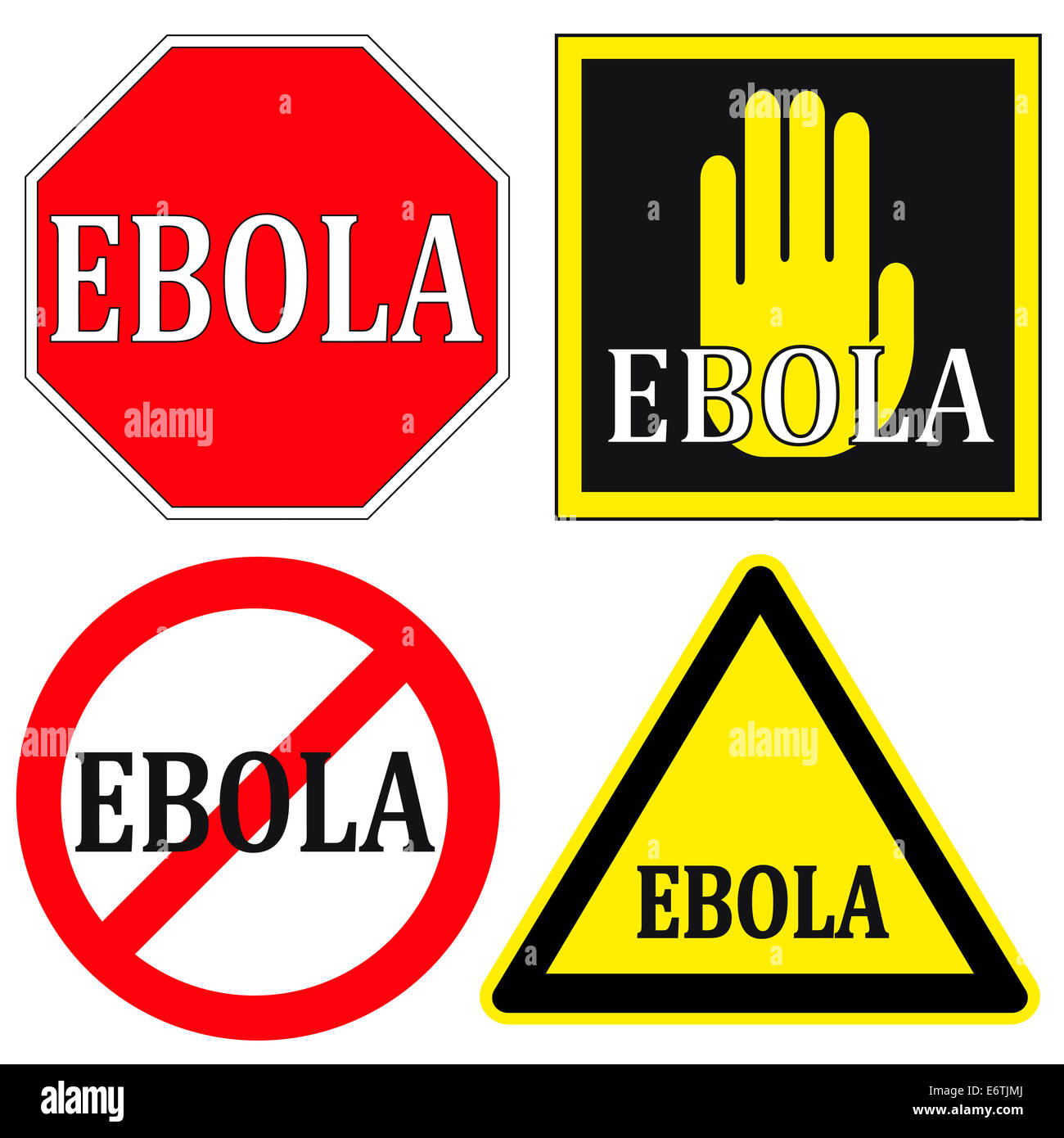 Fermare il virus Ebola segni Foto Stock