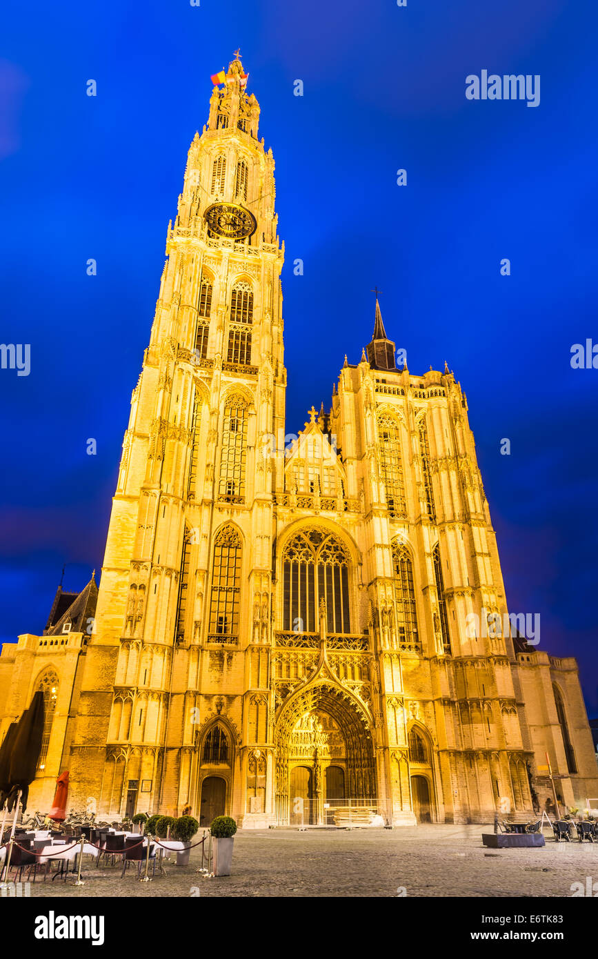 Anversa la chiesa di Nostra Signora più grande cattedrale gotica in Belgio, costruito nel 1352. Nelle Fiandre, in Belgio. Foto Stock