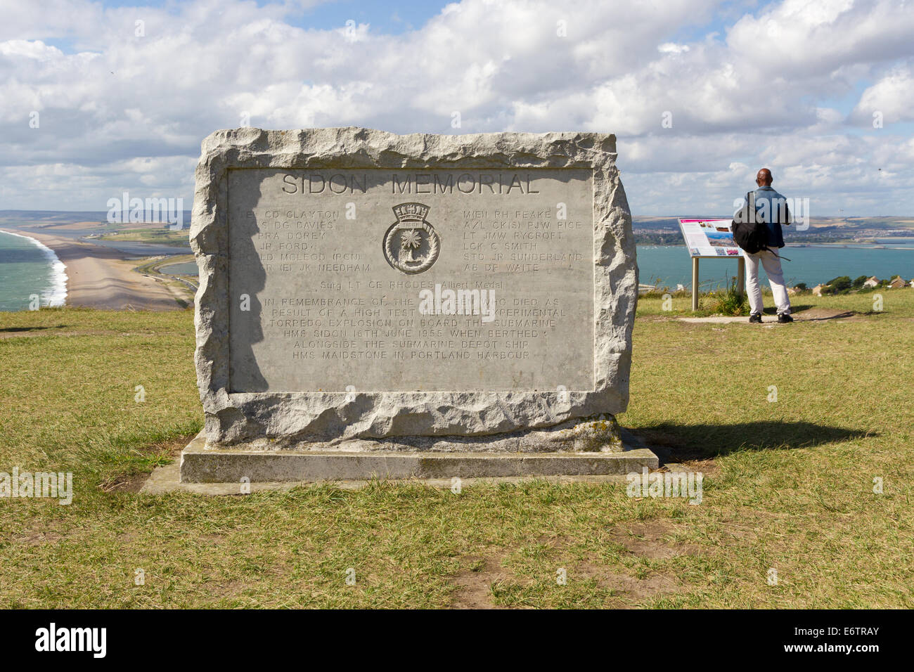HMS Sidon Memorial on Portland, dedicata alla vite perdute durante un incidente sul dispositivo HMS Sidon Sommergibile Foto Stock