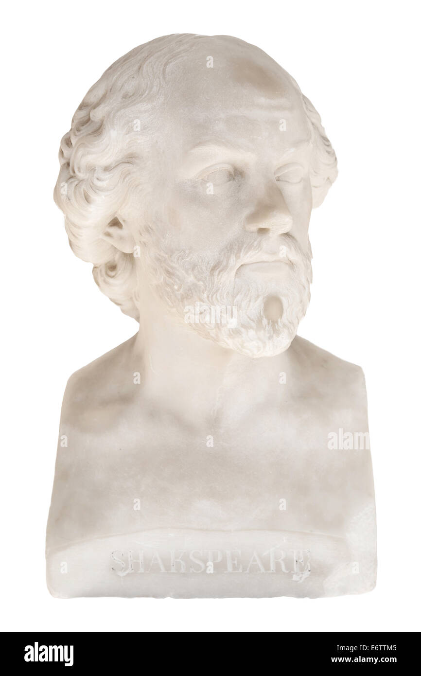 Isolate il busto di William Shakespeare in Achilleion a Corfù/Grecia - Villa Vraila. Foto Stock