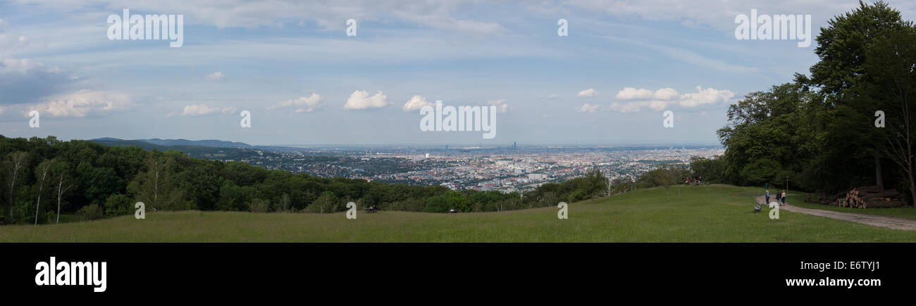 Vista aerea sopra la città di Vienna dal Wiener blick a lainzer tiergarten Foto Stock