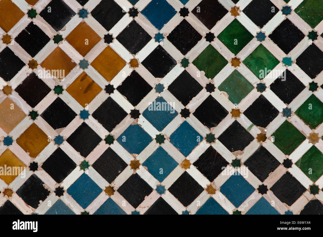 Corte dei mirti - piastrelle arabo, l'Alhambra di Granada, regione dell'Andalusia, Spagna, Europa Foto Stock