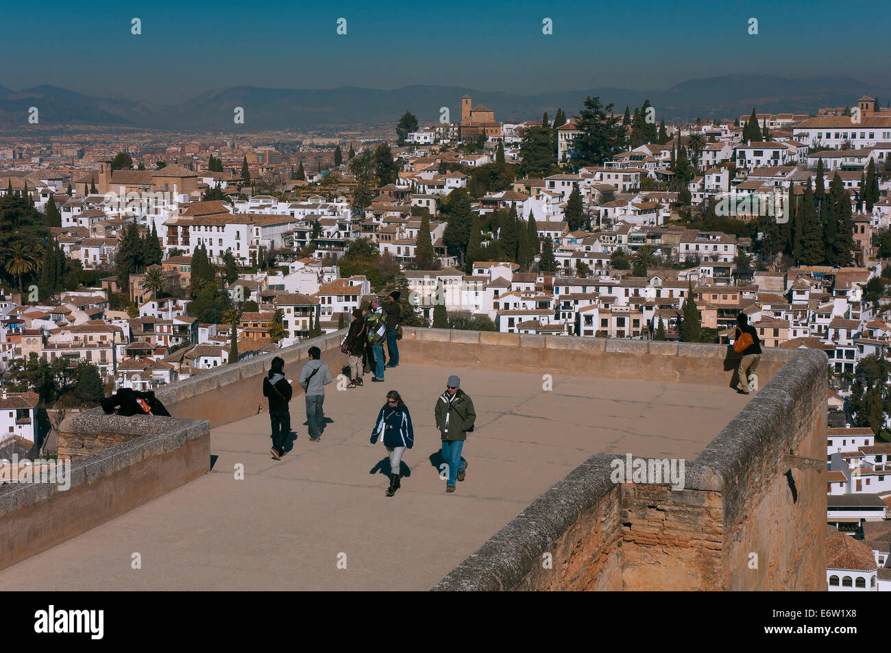 Albaicin trimestre dall'Alhambra di Granada, regione dell'Andalusia, Spagna, Europa Foto Stock