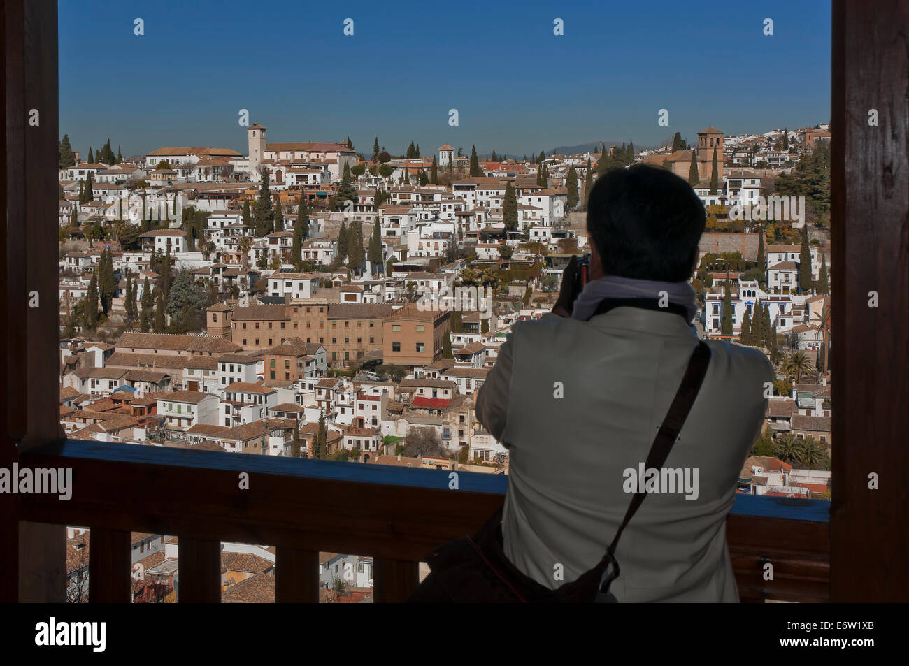 Albaicin trimestre dall'Alhambra di Granada, regione dell'Andalusia, Spagna, Europa Foto Stock