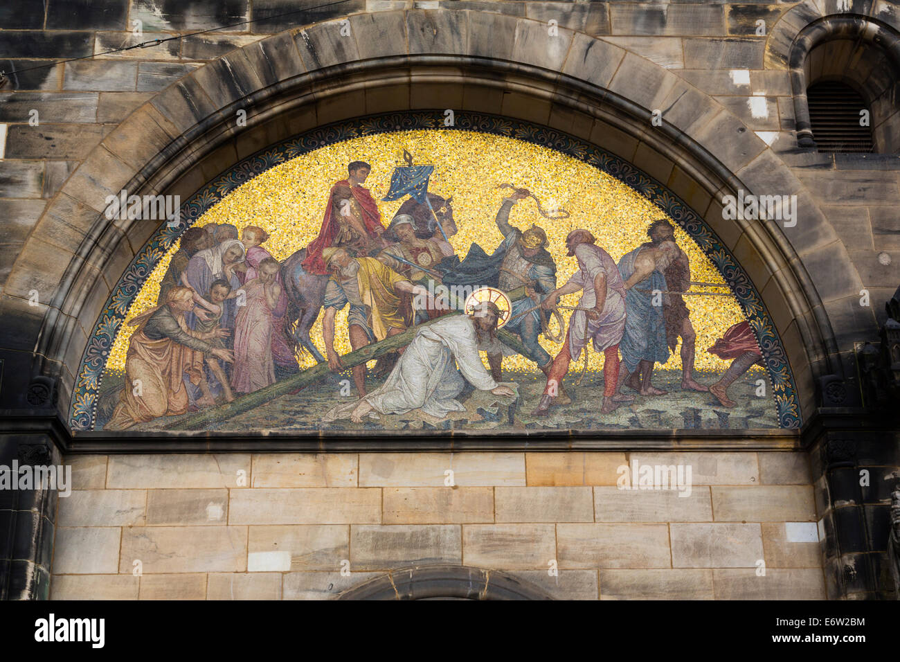 Dettaglio della Passione di Cristo, Bremer Dom facciata Foto Stock