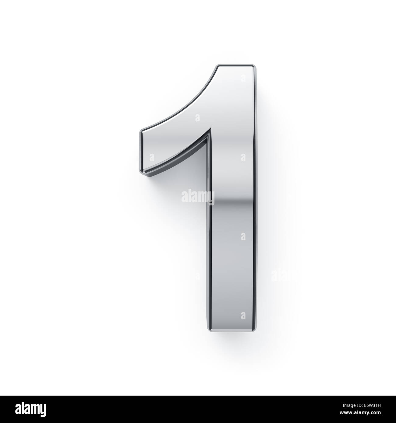 3D render di cifra metallico un simbolo - 1. Isolato su sfondo bianco Foto Stock