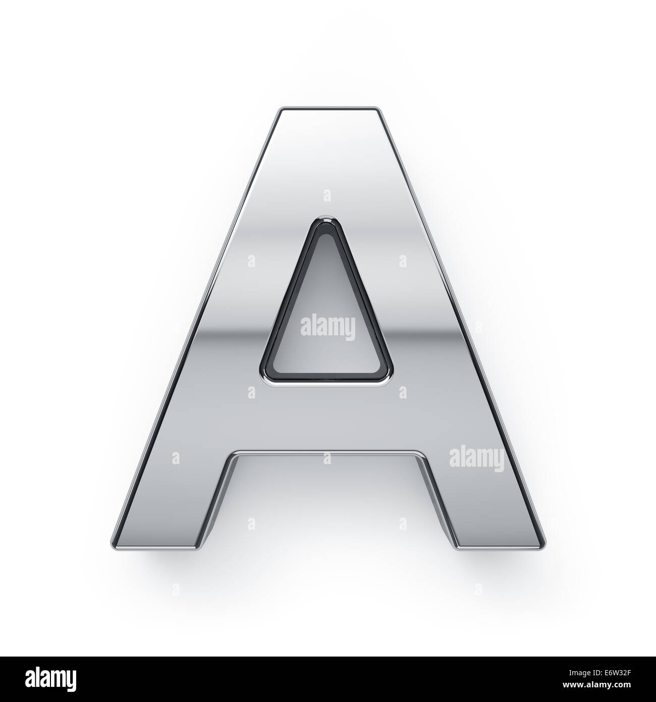 3D render di alfabeto metallico simbolo a lettera - A. isolati su sfondo bianco Foto Stock