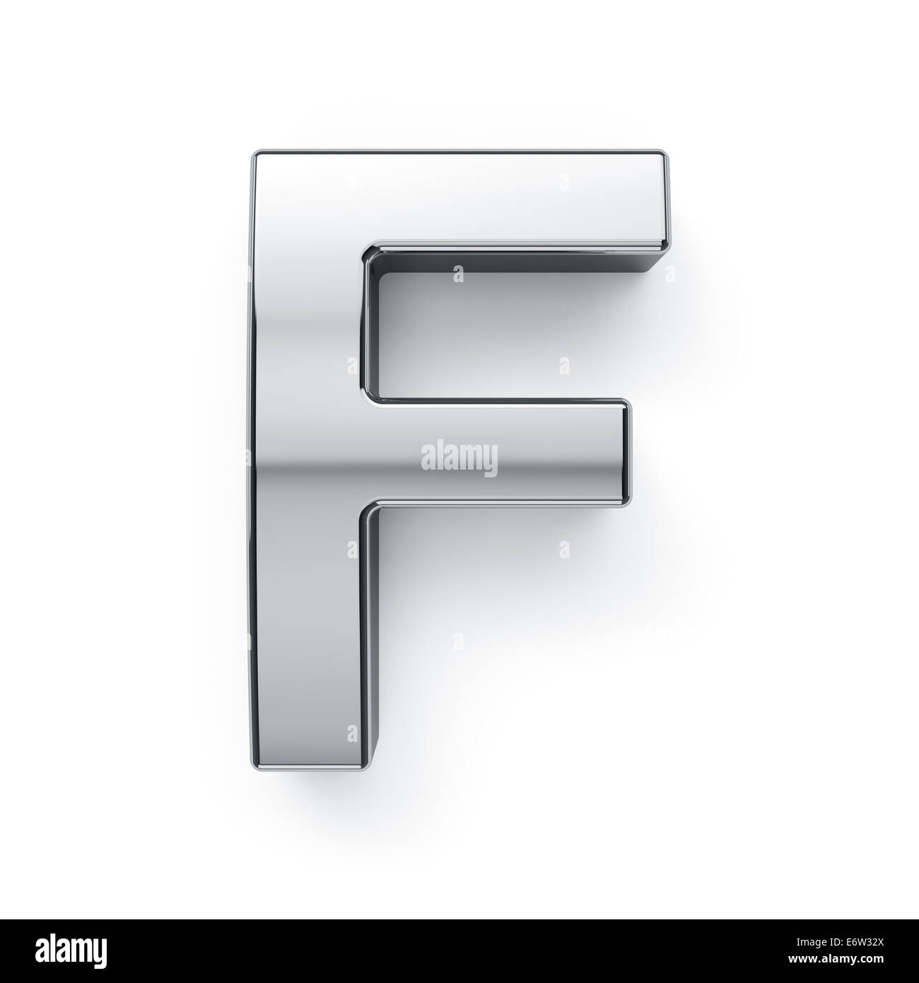 3D render di alfabeto metallico simbolo a lettera - F. isolati su sfondo bianco Foto Stock