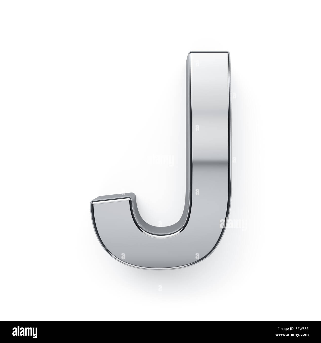 3D render di alfabeto metallico simbolo a lettera - J. isolati su sfondo bianco Foto Stock
