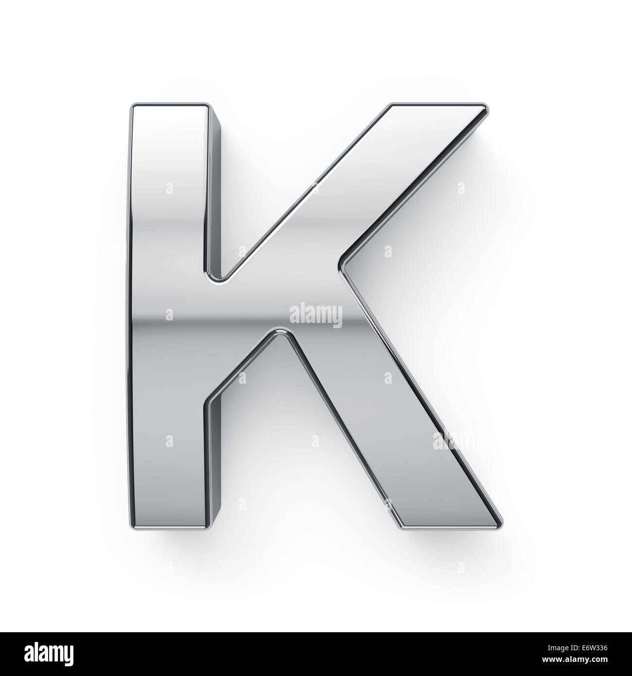3D render di alfabeto metallico simbolo a lettera - K. isolati su sfondo bianco Foto Stock