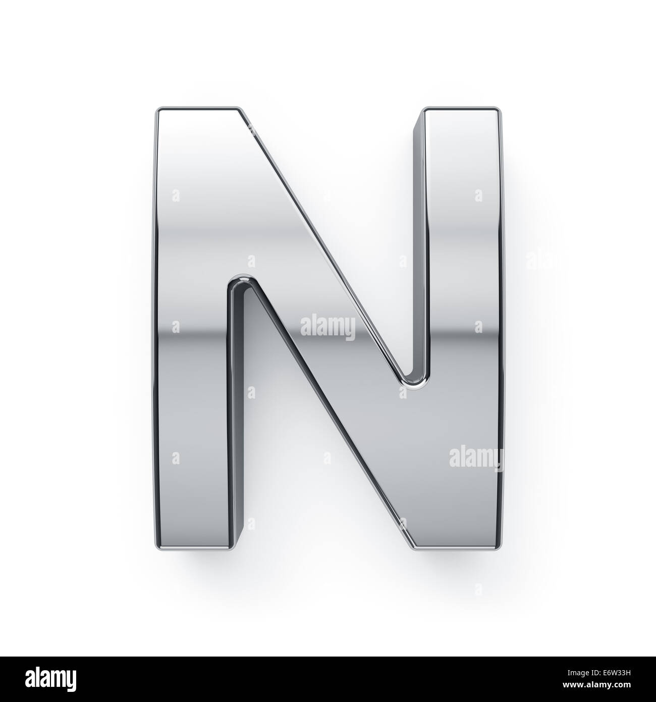 3D render di alfabeto metallico simbolo a lettera - N. isolati su sfondo bianco Foto Stock