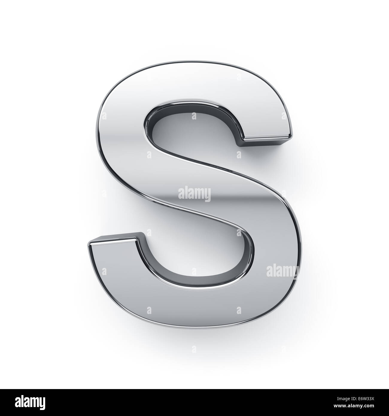 3D render di alfabeto metallico simbolo a lettera - S. isolati su sfondo bianco Foto Stock